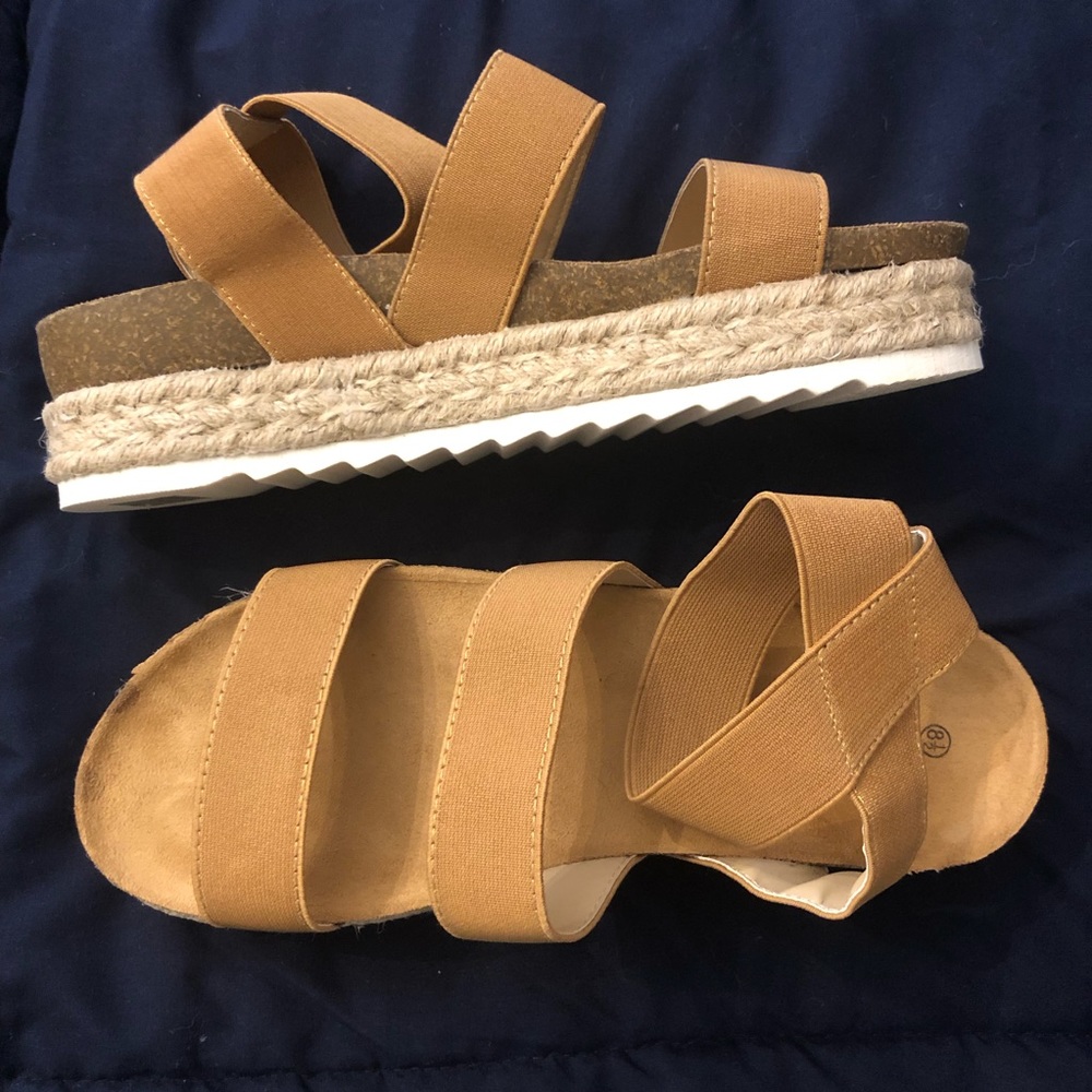 SOLD . Tan Espadrille Sandals